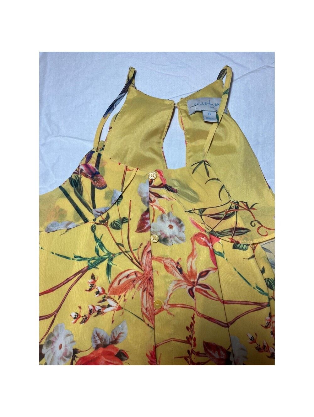 Belle & Sky Romper Women's Yellow Floral Small Strapless Shorts Havana Dream - Picture 3 of 5